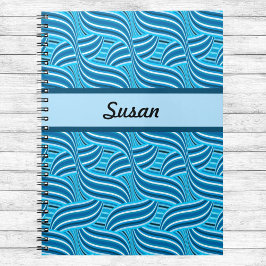 Cuaderno Banda de cinta azul y turquesa con nombre
