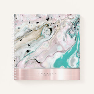 Cuaderno Banda de metal en rosa dorada abstracta con acuare