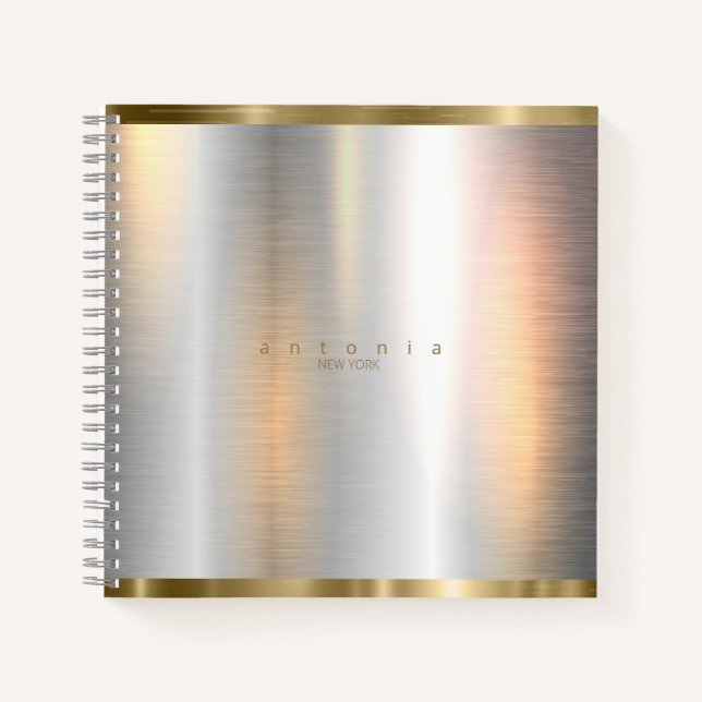 Cuaderno Banda de Metal Pulido Dorado ID801 (Anverso)