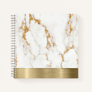 Cuaderno Banda de Metal Pulido Mármol Brillo Dorado ID802