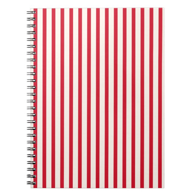 Cuaderno Banda de Navidades modernos rayas rojas y blancas (Frente)