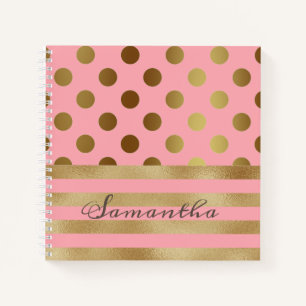Cuaderno Banda dorada Polka Dot Name Girly