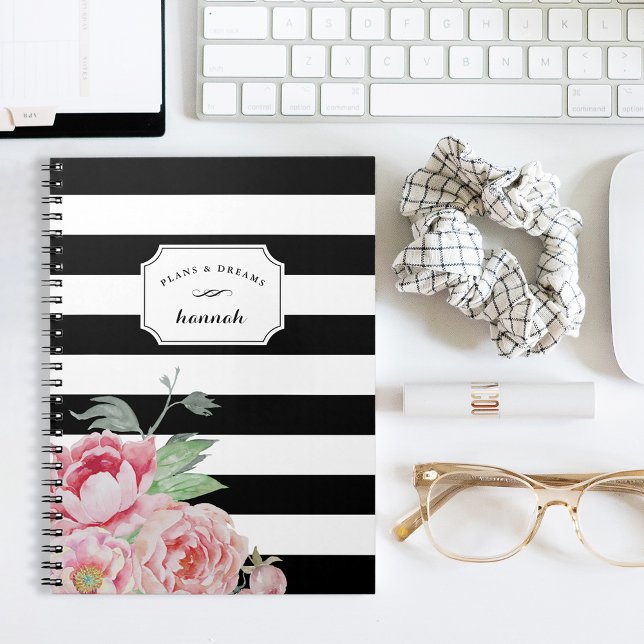 Cuaderno Banda floral Peony en blanco y negro (Subido por el creador)