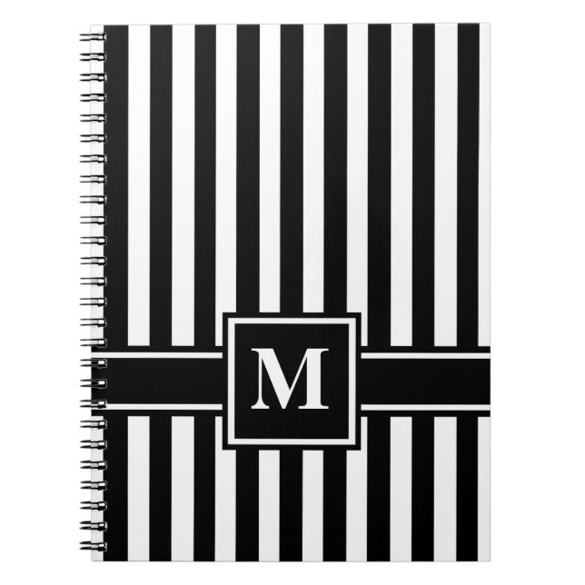 Cuaderno Banda moderna negra con monograma (Frente)