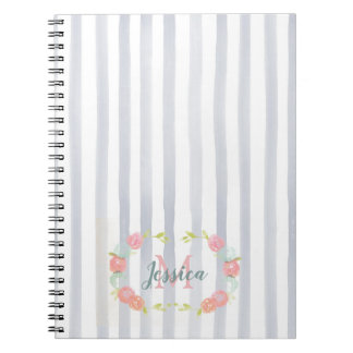 Cuaderno Bandas acuáticas y monograma floral