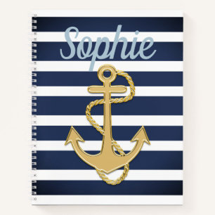 Cuaderno Bandas azules y náuticas de oro