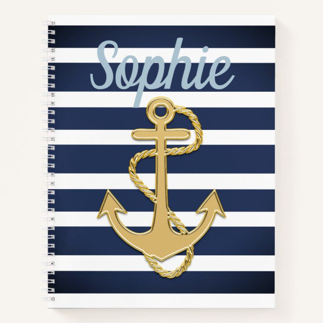 Cuaderno Bandas azules y náuticas de oro (Anverso)