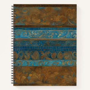 Cuaderno Bandas de bronce azul y de grunge dorado