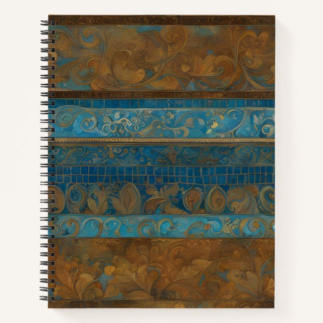 Cuaderno Bandas de bronce azul y de grunge dorado (Anverso)