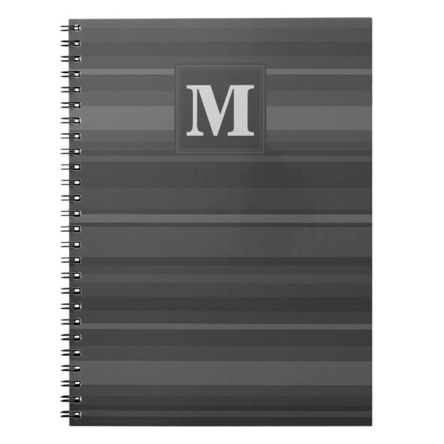 Cuaderno Bandas de carbón vegetal monogramo (Frente)