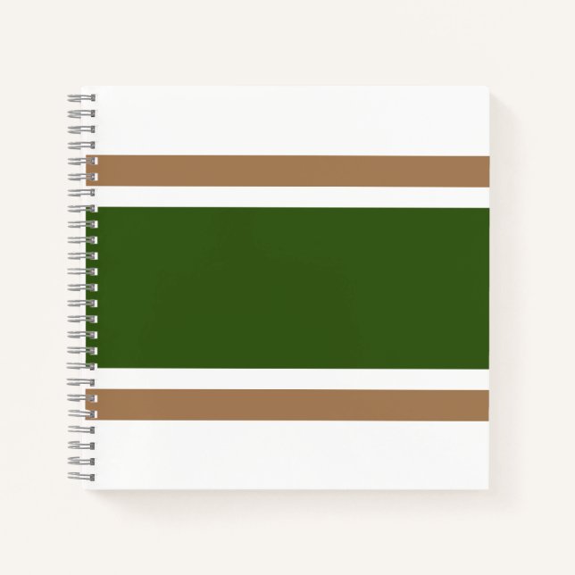 Cuaderno Bandas de Carreras blanca marrón verde del bosque  (Anverso)