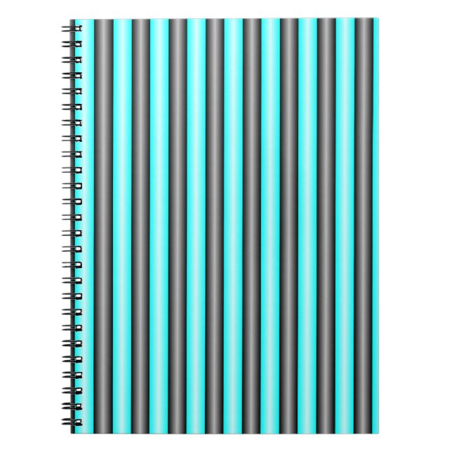 Cuaderno Bandas de efecto Metalizado moderno Neon Blue y Bl (Frente)