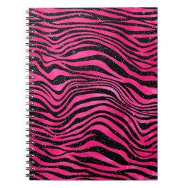Cuaderno Bandas de impresión de animales de vidrio negro y 