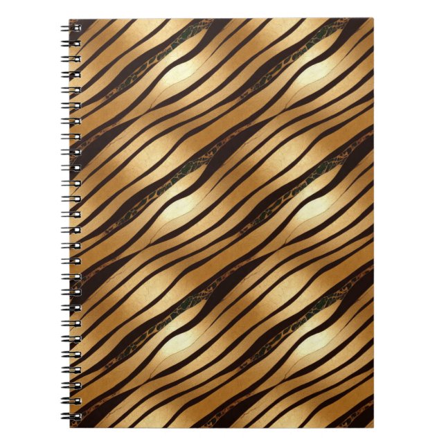 Cuaderno Bandas de impresión de leopardo marrón dorado (Frente)