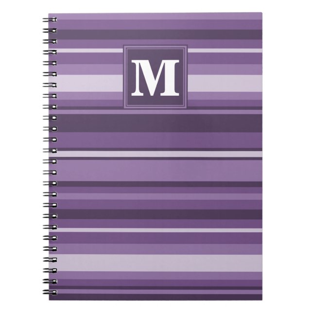 Cuaderno Bandas de lavanda monogramo (Frente)