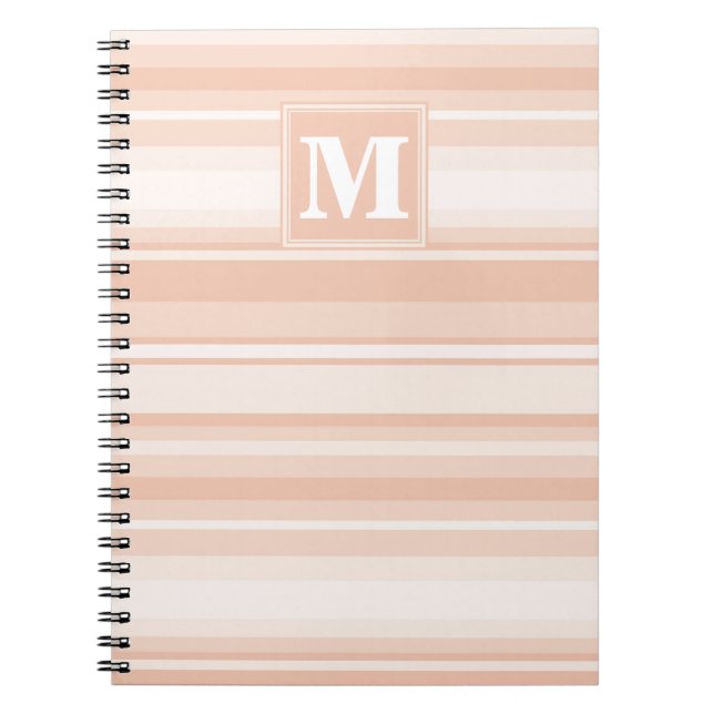 Cuaderno Bandas de melocotón monograma (Frente)