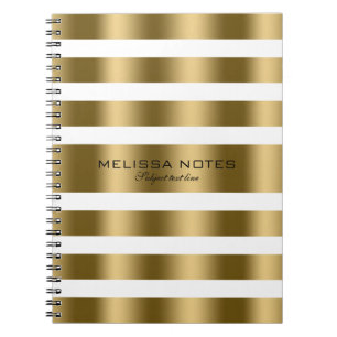 Cuaderno Bandas De Oro Luminosas Con Fondo Blanco