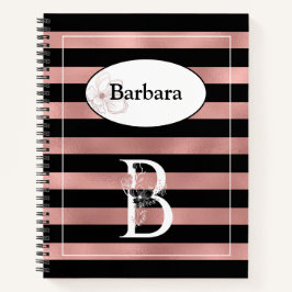 Cuaderno Bandas de oro Rosa personalizadas con B inicial