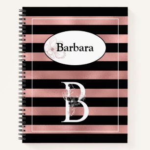 Cuaderno Bandas de oro Rosa personalizadas con B inicial