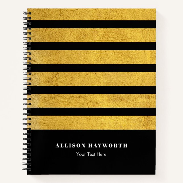 Cuaderno Bandas de oro y negro personalizadas (Anverso)