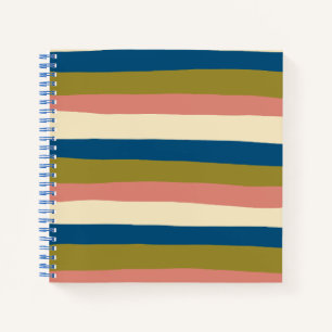 Cuaderno Bandas desiguales: azul, verde oliva, rosa y crema