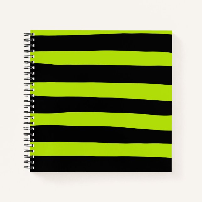 Cuaderno Bandas desiguales - Verde animado y negro (Anverso)