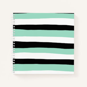 Cuaderno Bandas desiguales - Verde en miniatura, blanco y n