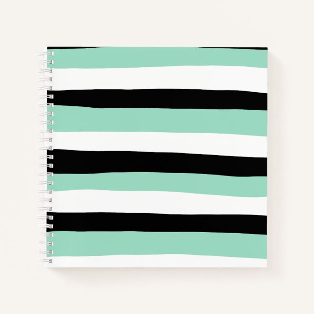 Cuaderno Bandas desiguales - Verde en miniatura, blanco y n (Anverso)