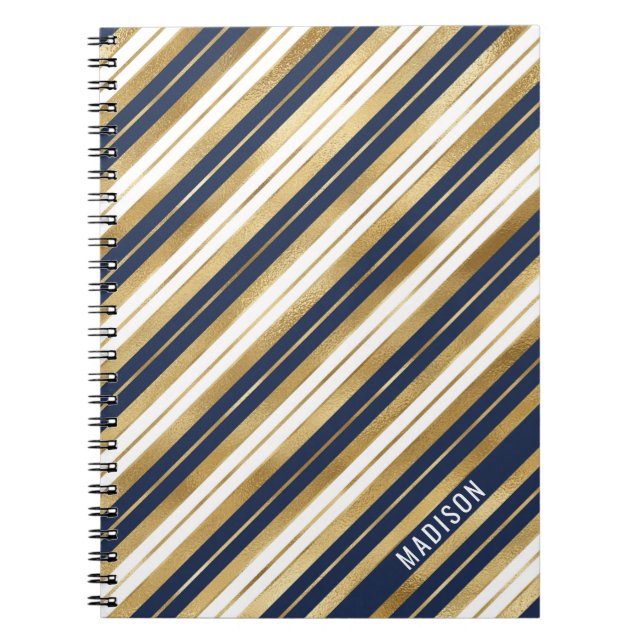 Cuaderno Bandas doradas azules y blancas (Frente)