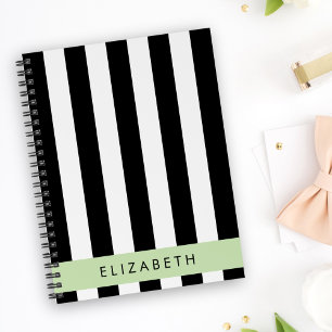Cuaderno Bandas en blanco y negro, rayas, líneas, nombre