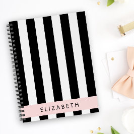 Cuaderno Bandas en blanco y negro, rayas, líneas, nombre
