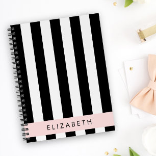 Cuaderno Bandas en blanco y negro, rayas, líneas, nombre