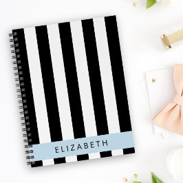 Cuaderno Bandas en blanco y negro, rayas, líneas, nombre