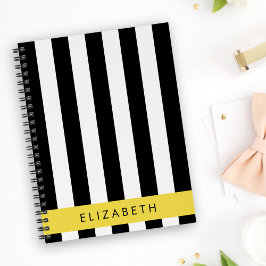 Cuaderno Bandas en blanco y negro, rayas, líneas, nombre
