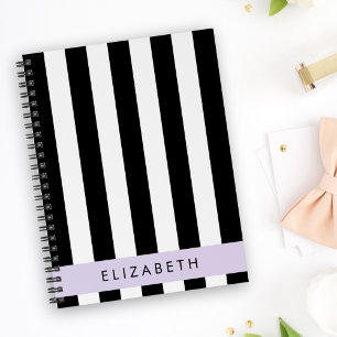 Cuaderno Bandas en blanco y negro, rayas, líneas, nombre
