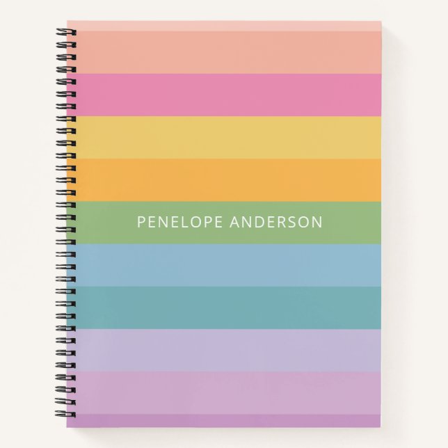 Cuaderno Bandas geométricas de arcoiris cúrgenes Pastel Per (Anverso)