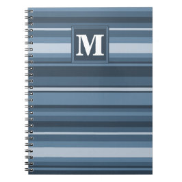 Cuaderno Bandas grises y azules de monograma