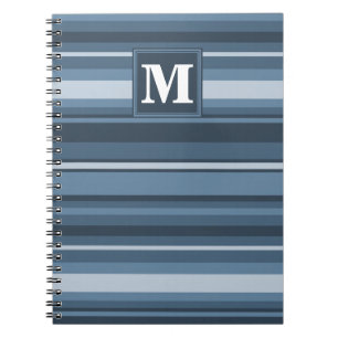 Cuaderno Bandas grises y azules de monograma