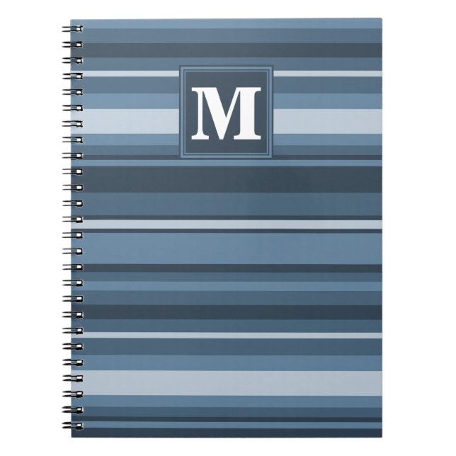 Cuaderno Bandas grises y azules de monograma (Frente)