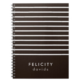 Cuaderno Bandas horizontales monogramo marrón y blanco