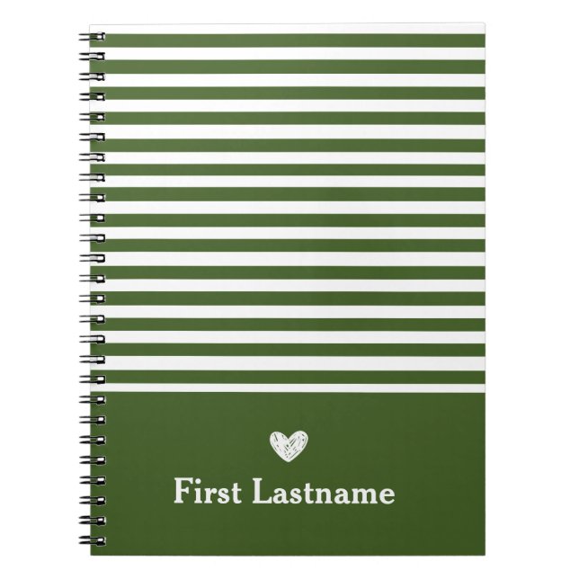 Cuaderno Bandas modernas con verde monograma de alta escala (Frente)