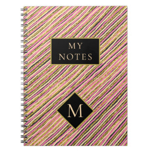 Cuaderno Bandas monográficas de Purpurina dorado moderno