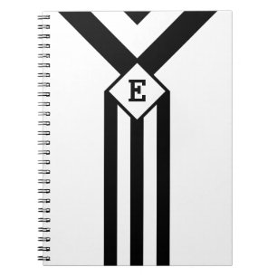 Cuaderno Bandas negras y cheurones con monograma sobre blan