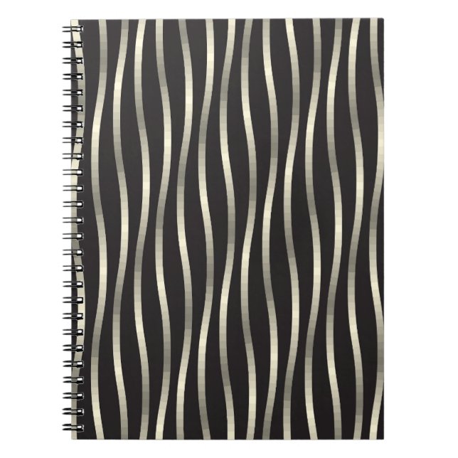 Cuaderno Bandas onduladas doradas, textura de lujo (Frente)