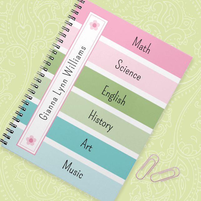 Cuaderno Bandas Pastel Monogramadas de vuelta a la escuela (Subido por el creador)