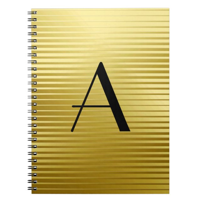 Cuaderno Bandas satinadas de oro de Monograma Art Deco (Frente)
