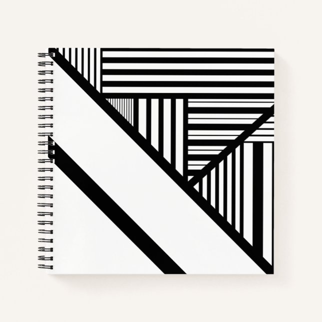 Cuaderno Bandas triangulares en blanco y negro (Anverso)