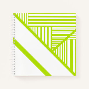 Cuaderno Bandas triangulares en blanco y verde limón