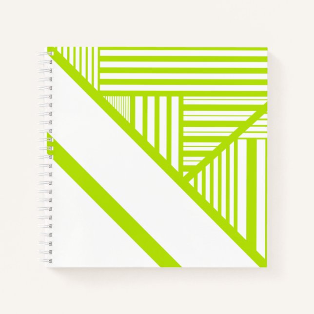Cuaderno Bandas triangulares en blanco y verde limón (Anverso)