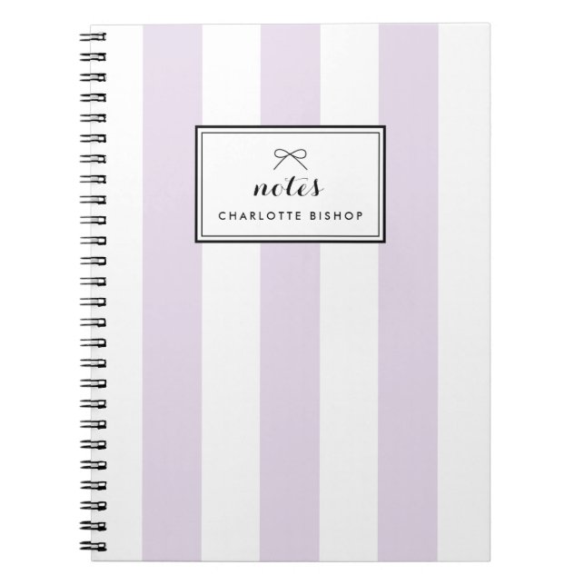 Cuaderno Bandas verticales Pastel Lilac modernas personaliz (Frente)